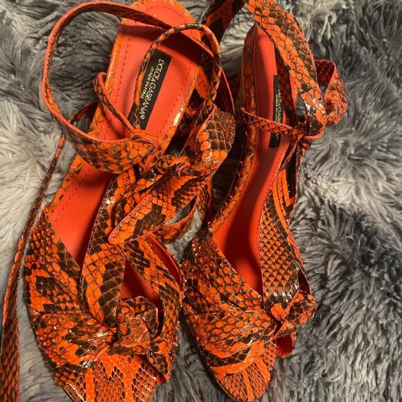 Dolce & Gabbana Women's "Keira" Python Exotic Ankle Strap Heels - Picture 6 of 16